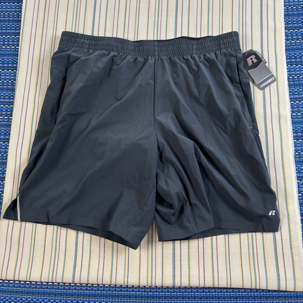 Russell Shorts Mens XL Gray 2 In 1 Lined Dri-Power 360 Running 7 Inseam NWT